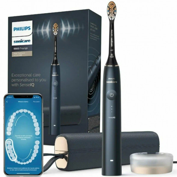 Звуковая зубная щетка Philips Sonicare 9900 Prestige HX9992, темно-синий в Новокузнецке