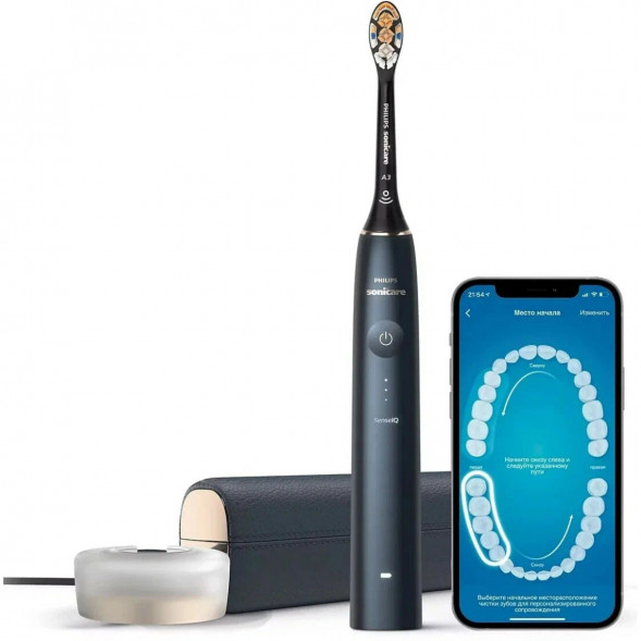 Звуковая зубная щетка Philips Sonicare 9900 Prestige HX9992, темно-синий в Новокузнецке